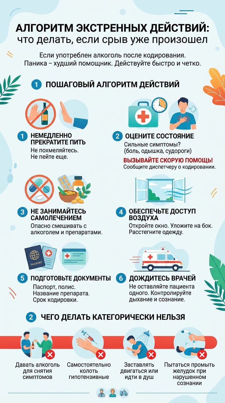 Инфографика: Алгоритм экстренных действий
